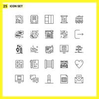 voorraad vector icoon pak van 25 lijn tekens en symbolen voor paraplu liefde zorg rooster in liefde heilig bewerkbare vector ontwerp elementen