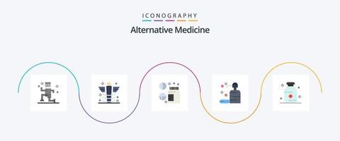 alternatief geneeskunde vlak 5 icoon pak inclusief ziekenhuis. zeep. medicijn. huid. zorg vector