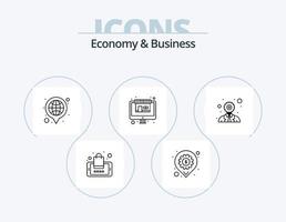 economie en bedrijf lijn icoon pak 5 icoon ontwerp. bedrijf. geld. markt. investering. auto vector