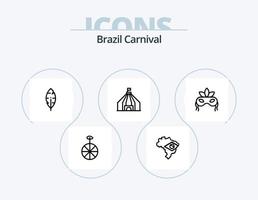 Brazilië carnaval lijn icoon pak 5 icoon ontwerp. Venetiaanse. masker. Christus. viering. braziliaans vector