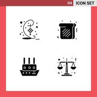 modern reeks van 4 solide glyphs pictogram van decoratie stoomschip hari raya voedsel gerechtigheid bewerkbare vector ontwerp elementen