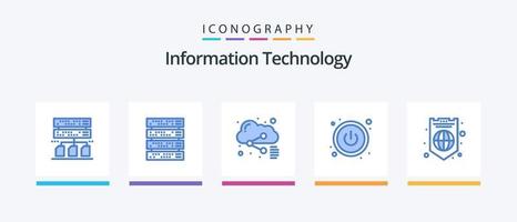 informatie technologie blauw 5 icoon pak inclusief . bescherming. het dossier. internetten. schakelaar. creatief pictogrammen ontwerp vector