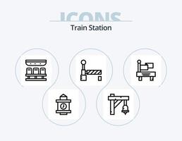 trein station lijn icoon pak 5 icoon ontwerp. huis. fabriek. auto. tuin. botanisch vector
