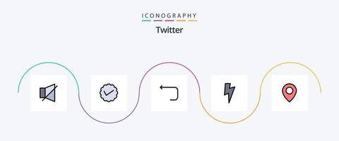 twitter lijn gevulde vlak 5 icoon pak inclusief plaats. media. twitteren. stroom. terug vector