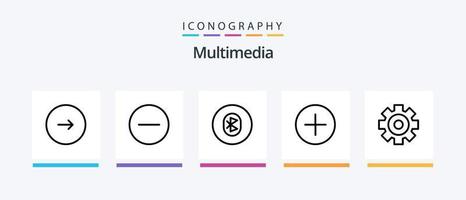 multimedia lijn 5 icoon pak inclusief media. multimediaal. multimediaal. media speler. verwijderen. creatief pictogrammen ontwerp vector