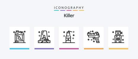 moordenaar lijn 5 icoon pak inclusief detective. sirene. bloederig. politie. alert. creatief pictogrammen ontwerp vector