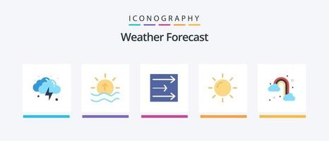 weer vlak 5 icoon pak inclusief het weer. regen. zon. zonnig. dag. creatief pictogrammen ontwerp vector