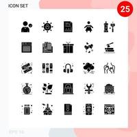 25 solide glyph concept voor websites mobiel en apps badkamer vrouw analytics mensen diagram bewerkbare vector ontwerp elementen