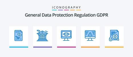 gdpr blauw 5 icoon pak inclusief zoeken. gdpr. gdpr. fout. inbreuk. creatief pictogrammen ontwerp vector