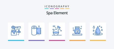 spa element blauw 5 icoon pak inclusief laten vallen water. spa. element. geur. brander. creatief pictogrammen ontwerp vector