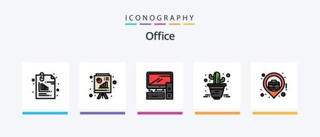kantoor lijn gevulde 5 icoon pak inclusief benodigdheden. kantoor. telefoon. tijd. ontmoeting. creatief pictogrammen ontwerp vector