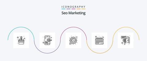 seo afzet lijn 5 icoon pak inclusief . megafoon. seo. marketing. datum vector