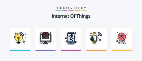 internet van dingen lijn gevulde 5 icoon pak inclusief internetten. horloge. Golf Wifi. slim. klok. creatief pictogrammen ontwerp vector