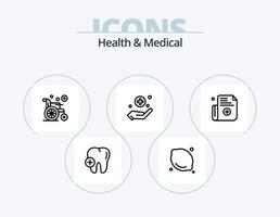 Gezondheid en medisch lijn icoon pak 5 icoon ontwerp. apotheek. medisch. telefoon. caduceus. medisch vector