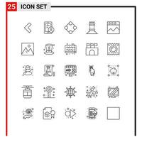 reeks van 25 modern ui pictogrammen symbolen tekens voor website analytics baby speelgoed- rots schaak bewerkbare vector ontwerp elementen