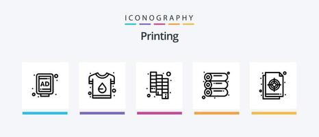 het drukken lijn 5 icoon pak inclusief kleur wiel. creatief. document. kleur. compenseren. creatief pictogrammen ontwerp vector