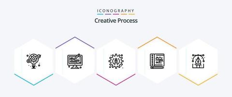 creatief werkwijze 25 lijn icoon pak inclusief grafisch. ontwerp. creatief. creatief. werkwijze vector