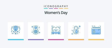 vrouwen dag blauw 5 icoon pak inclusief gezicht. vrouw. Dames vieren. acht. Dames dag. creatief pictogrammen ontwerp vector