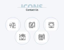 contact ons lijn icoon pak 5 icoon ontwerp. datum. mail. telefoongesprek. brief. e-mail vector