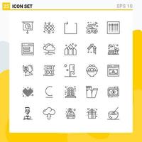 reeks van 25 modern ui pictogrammen symbolen tekens voor communicatie code pijl streepjescode spel bewerkbare vector ontwerp elementen