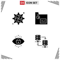 pictogram reeks van 4 gemakkelijk solide glyphs van creatief veiligheid bedrijf records server bewerkbare vector ontwerp elementen