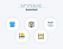 basketbal vlak icoon pak 5 icoon ontwerp. interieur. wedstrijd. sport- kleding. live. basketbal vector