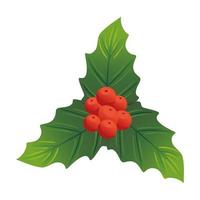 kerst decoratieve bladeren met rode zaden vector