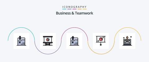 bedrijf en samenspel lijn gevulde vlak 5 icoon pak inclusief . strategie. presentatie. presentatie. vector