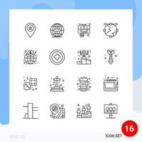 16 creatief pictogrammen modern tekens en symbolen van wereldbol ontwerp internet anker aktentas bewerkbare vector ontwerp elementen