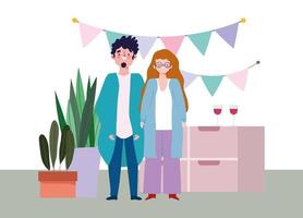 Ik denk dat ik ziek ben Aan Drink water online feest, verjaardag of ontmoeting met vrienden, man en vrouw in huis  hoed wimpels decoratie feestelijk 1830626 - Download Free Vectors, Vector  Bestanden, Ontwerpen Templates