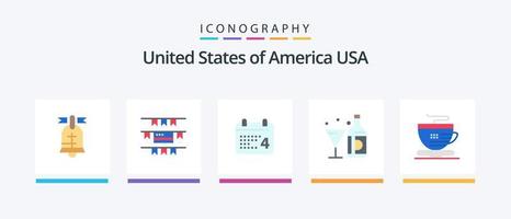 Verenigde Staten van Amerika vlak 5 icoon pak inclusief beker. glas. dag. fles. wijn. creatief pictogrammen ontwerp vector