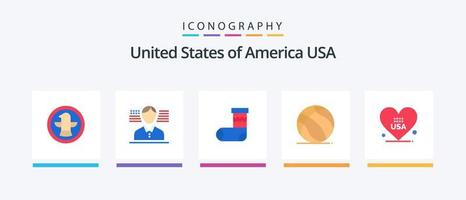 Verenigde Staten van Amerika vlak 5 icoon pak inclusief Amerikaans. hart. kerstmis. Verenigde Staten van Amerika. bal. creatief pictogrammen ontwerp vector