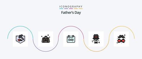 vaders dag lijn gevulde vlak 5 icoon pak inclusief boog. dag. heer. rand. vaders dag vector