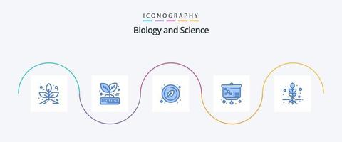 biologie blauw 5 icoon pak inclusief wortels. fabriek. cirkel. molecuul. les vector