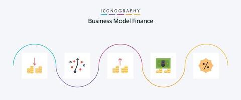 financiën vlak 5 icoon pak inclusief . geld. uitverkoop. korting vector