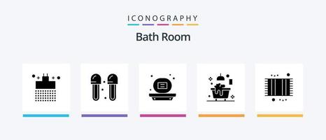 bad kamer glyph 5 icoon pak inclusief bad. bad. slippers. badkamer. zeep. creatief pictogrammen ontwerp vector