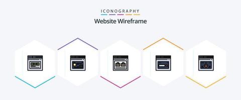 website wireframe 25 gevulde lijn icoon pak inclusief web. internetten. website. zoeken. web vector