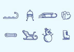 toboggan icon set vector