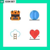 vlak icoon pak van 4 universeel symbolen van zak badges bal zee plaats bewerkbare vector ontwerp elementen