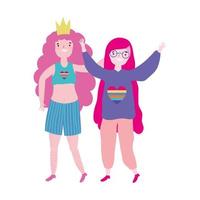 pride-parade lgbt-gemeenschap, karakter van twee vrouwen met kroonviering vector