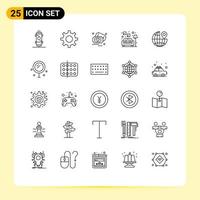 reeks van 25 modern ui pictogrammen symbolen tekens voor plaats sofa uitrusting lamp bruiloft bewerkbare vector ontwerp elementen