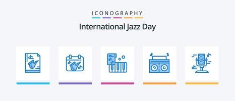 Internationale jazz- dag blauw 5 icoon pak inclusief muziek. geluid. saxofoon. radio. muziek. creatief pictogrammen ontwerp vector