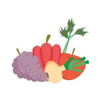 druiven ui peper appel vers voeding gezond voedsel geïsoleerde pictogram ontwerp vector
