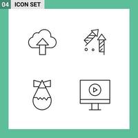 reeks van 4 modern ui pictogrammen symbolen tekens voor pijl leger wolk Chinese Scherm bewerkbare vector ontwerp elementen