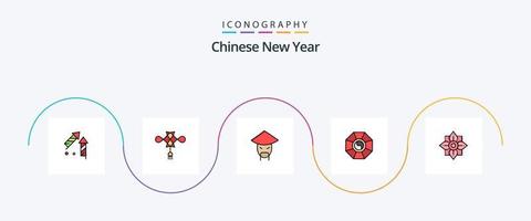 Chinese nieuw jaar lijn gevulde vlak 5 icoon pak inclusief Nieuwjaar. nieuwe. Nieuwjaar. Chinese. decoratie vector