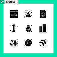universeel icoon symbolen groep van 9 modern solide glyphs van verontreiniging geneeskunde boek bot aan het leren bewerkbare vector ontwerp elementen