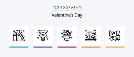valentijnsdag dag lijn 5 icoon pak inclusief hangen. affectie. geschenk. liefde. chatten. creatief pictogrammen ontwerp vector