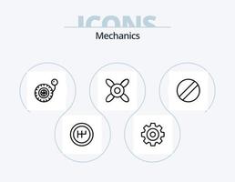 mechanica lijn icoon pak 5 icoon ontwerp. . wiel. schakelen. rijden. schroevedraaier vector