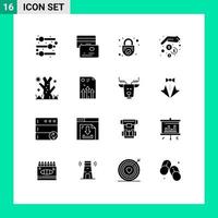 reeks van 16 modern ui pictogrammen symbolen tekens voor pijl vakantie beveiligen halloween geld bewerkbare vector ontwerp elementen