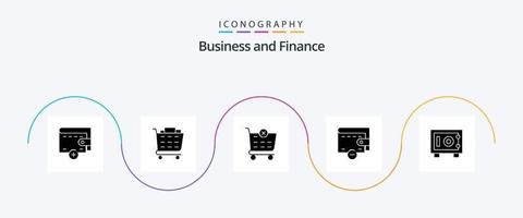 financiën glyph 5 icoon pak inclusief . boodschappen doen kar. veilig. storting vector